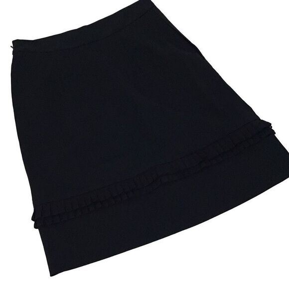 Diane Von Furstenberg Womens Pencil Straight Skirt Pleated Ruffle Black‎ Size 2 - Picture 1 of 6